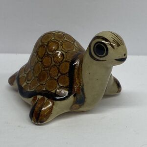 Vtg Mexican Villanueva Tonala Turtle Figurine Small Art Pottery Signed Mexico